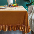 GLORY SEASON Velvet Tablecloth Luxurious Solid Rectangle Table Cloth,Oblong Retro Farmhouse Ruffle Tablecloths Washable Table Cover for Party Wedding Baby Shower Kitchen Dinning Tabletop Decoration by GLORYSEASON