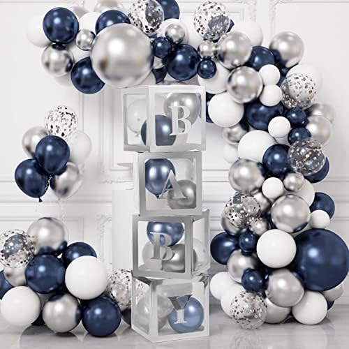 Voircoloria Baby Boxes with Letters, Silver, 4 Transparent Balloon Boxes - Image 3