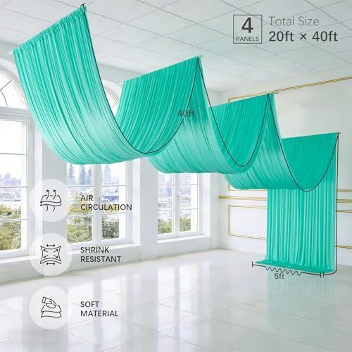 20ftx40ft Mint Green Ceiling Curtain for Wedding Parties - Image 4