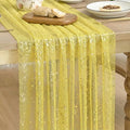 Artoid Mode Light Yellow Gold Gauze Table Runner 59x120 Inch 10FT, Glitter Metallic Foil Sheer Dining Wedding Anniversary Holiday Birthday Table Decor for Home Party by ArtoidMode
