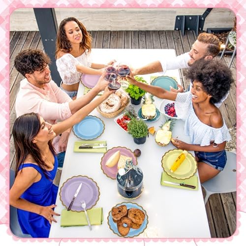 48 Pcs Pastel Paper Plates 9 Inch Scalloped - Image 6