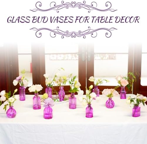 12PCS Hot Pink Vase Small Colored Flower Bud Vases - Image 4