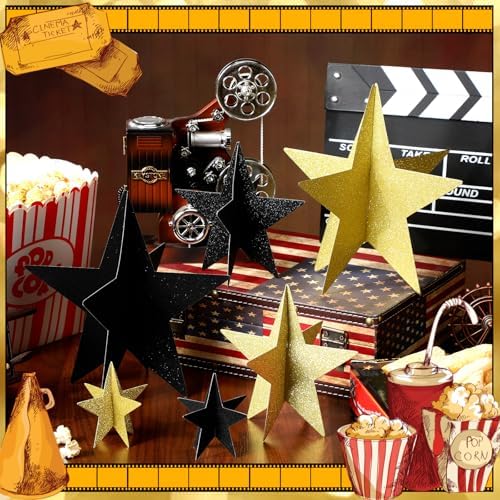 Sinload 45 Piece 3D Glitter Star Centerpieces Black Gold Party Decorations - Image 4