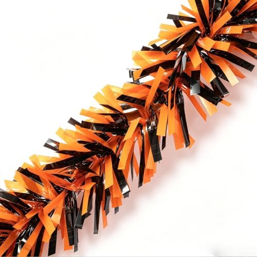 33FT Halloween Tinsel Garland Decorations, Shiny Metallic Foil Twist Garland for Halloween Tree, Halloween Party, Indoor Outdoor Holiday Decor (Orange & Black) by Unknown