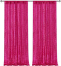 2×8FT-2PCS Hot Pink Sequin Backdrop Curtains Panels, Fuchsia Photography Backdrop Glitter Curtains Fabric Background for Christmas Wedding Party Decor by Pufogu