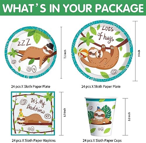 Sloth Birthday Party Supplies, Sloth Party Decorations, Serves 24 - Image 2