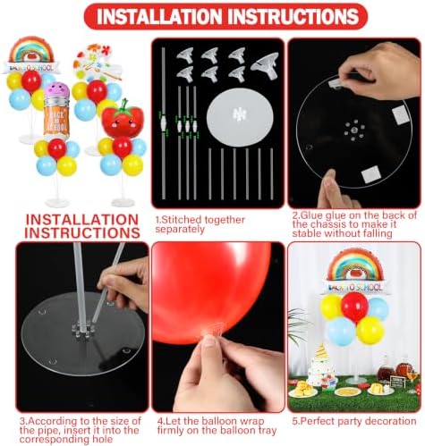 Naozinebi 4 Sets Back to School Party Balloons Stand Kit Party Decor - Image 3