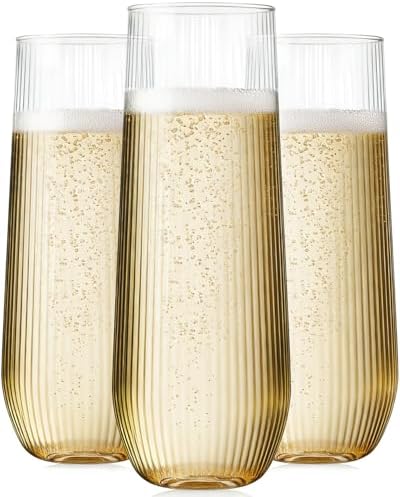 24 Pack Plastic Champagne Flutes, 9 Oz Disposable Wine Mimosa Glasses by Maaacute