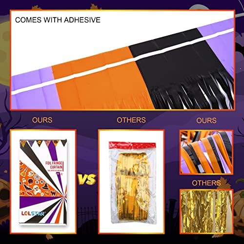 LOLStar Halloween Orange Purple Black Foil Fringe Curtains 5 Pack - Image 6