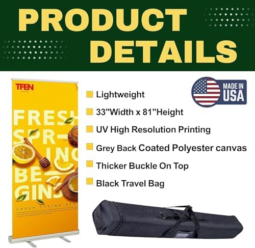 Custom Retractable Banner with Aluminum Silver Stand – Ready in 1 Day, Personalized Roll Up Banner, Full Color Pop Up Display Sign with Travel Bag for Events, Trade Shows, and Photo Booths,33" × 81" - Image 4
