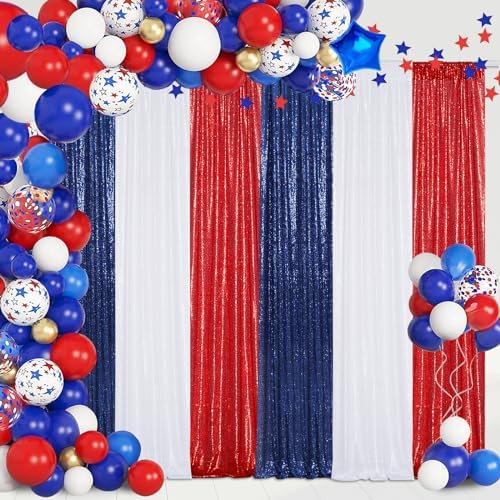 Poise3EHome 2Pcs 2Ft x 8Ft Navy Blue Sequin Backdrop Curtain,Navy Blue Glitter Photography Background for Independence Day,Memorial Day,Labor Day,Veterans Day - Image 2