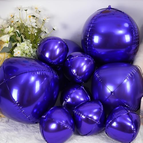 12PCS Dark Purple Round Foil Balloons 22" 15" 10" Chrome Purple Balloons - Image 5