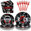 96Pcs Rock and Roll Party Decorations He Put A Rock On It Plates and Napkins Rock N Roll Tableware Sets for Boys Girls Bachelor Rockstar Guitar Music Theme Born to Rock Party Decorations Supplies by Greencian