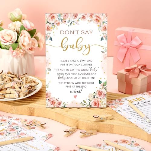 Patelai 321 Pcs Baby Shower Games Supplies, Floral - Image 2