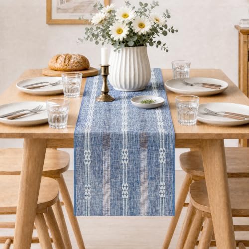Rustic Linen Farmhouse Table Runner, Woven Boho Table Runner 13" × 90" - Image 5
