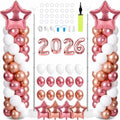 2 Sets Graduation Balloon Column Stand Kits with 132 PCS Rose Champagne Gold Latex Balloons 2026 Letters 6.5 Ft Adjustable Metal Tube Telescopic Tower Pillar with Base for Graduation Party Decoration by Unknown