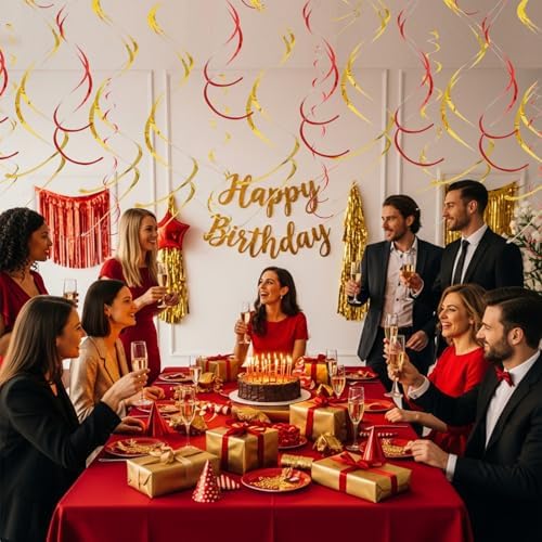 BEISHIDA 20Pcs Red Gold Hanging Swirls Birthday New Year Graduation Decor - Image 4