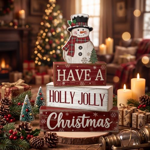 Moucuny 4 Pcs Christmas Snowman Decor Winter Table Decorations Have A Jolly - Image 2