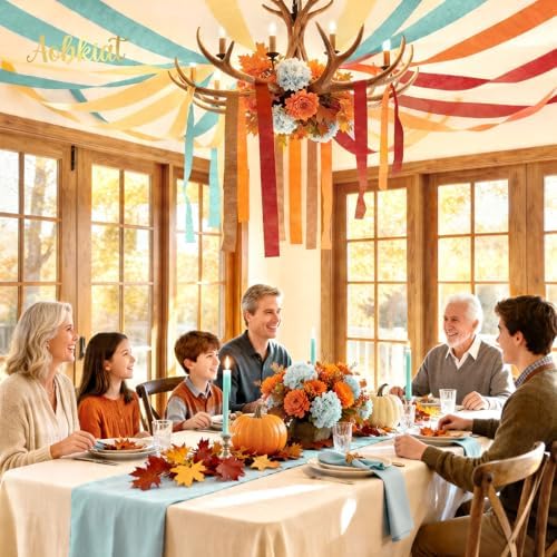AOBKIAT Fall Colorful Streamers Party Decorations,5 Rolls - Image 3