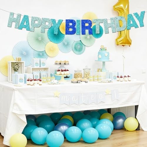 BEISHIDA Glitter Blue Mix 116 PCS A-Z DIY Letter Custom Banner Party Decor - Image 5