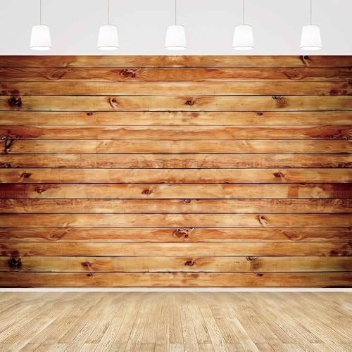 10x8FT Polyester Rustic Wooden Board Backdrop Vintage Natural Brown Wood Photography Background Supplies for Birthday Party Banner Baby Shower Photo Booth Props Cake Table Decoration by Unknown