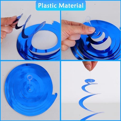 BEISHIDA 30Pcs Blue Silver Hanging Swirls Birthday Winter Party Supplies - Image 3