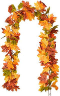 DearHouse 2 Pack Fall Garland Maple Leaf, 5.9Ft/Piece Hanging Vine Garland Artificial Autumn Foliage Garland Thanksgiving Decor for Home Wedding Fireplace Party Christmas (Green) by DearHouse