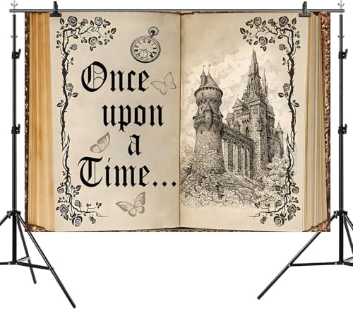 7x5ft Once Upon a Time Backdrop Fairy Tale Books Castle Princess Photography Background Once Upon a Time Birthday Baby Shower Decoration Storybook Wedding Party Banner - Image 6
