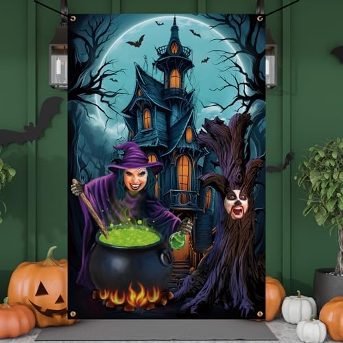 Lunmon 6x4 ft Halloween Backdrop Halloween Party Face Cutout Holes - Image 5