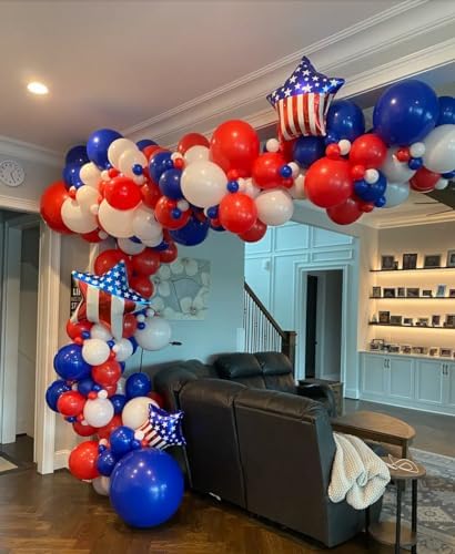 Voircoloria 130pcs Red White Blue Balloons Arch Kit, 18 12 10 5 Inch - Image 5