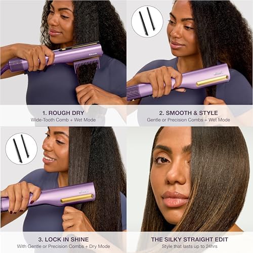 Shark SilkiPro Air Straightener & Blow Dryer, Flat Iron, Rose, HT400PK - Image 5