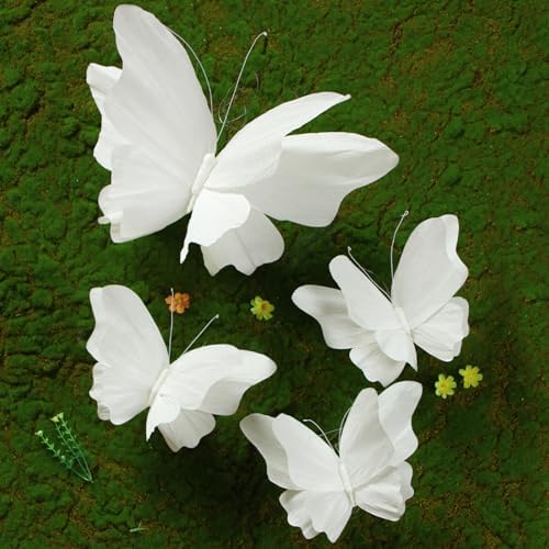 SUNBEAUTY 3D Hanging Butterfly Decorations, White Large Butterfly Birthday Party Decorations, Giant Paper Butterflies Hanging Decor for Girls Women Birthday Wedding Wall Decor Flower Garden Party - Image 6