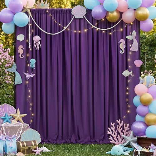 Purple Backdrop Curtains 30ftx10ft Halloween Polyester Photo Drapes by SoarDream