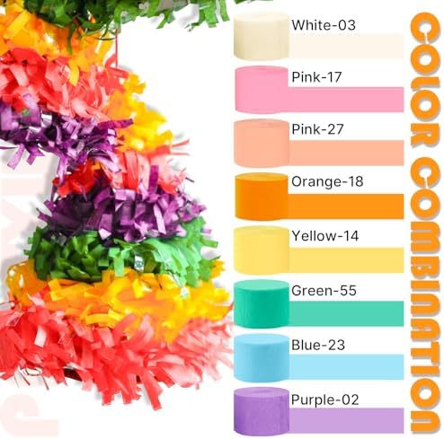 PartyWoo Pastel Rainbow Crepe Paper 4pcs 328 FT Colorful Streamers - Image 3