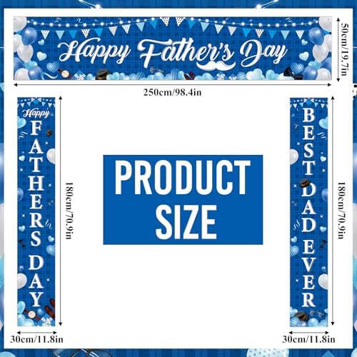 Smoothnovelty 3 Pcs Blue Happy Father's Day Banner - Image 3