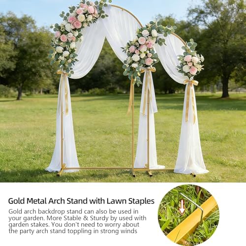 Arch Backdrop Stand and Cover Set of 2 Wedding Metal Arch Stand with Arch Cover White 7.2FT, 6FT for Wedding Party Bridal Baby Shower Birthday Ceremony Event Decor - Image 7