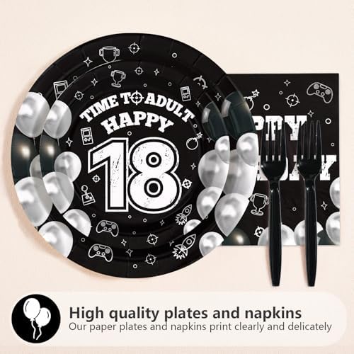 96 Pcs Black White 18th Birthday Party Decorations, Serves 24 - Image 5