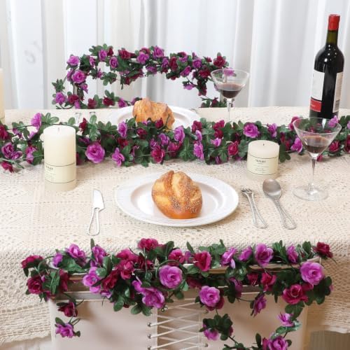 2 Pcs 16.5Ft Flower Garland Rose Vines, Orange Floral Garland Flower Vines - Image 4