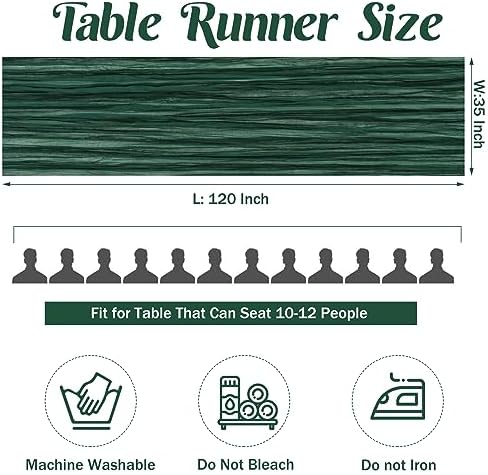 Dark Green 10FT Cheesecloth Table Runner Boho Gauze Fabric Table Runner Rustic Sheer Runner for Wedding Bridal Baby Shower Birthday Party Boho Table Decor（1 Pack Dark Green） - Image 4