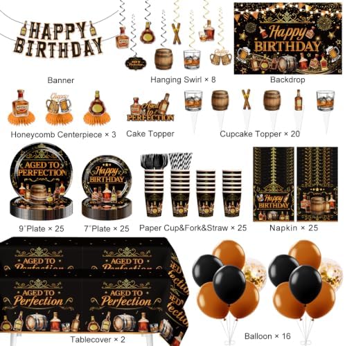 212PCS Aged to Perfection Birthday Decorations Men Serves 25 - Image 2
