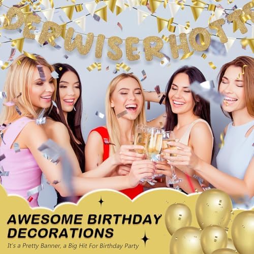 Fulmoon Older Wiser Hotter Banner Birthday sign, Champaign Gold - Image 5