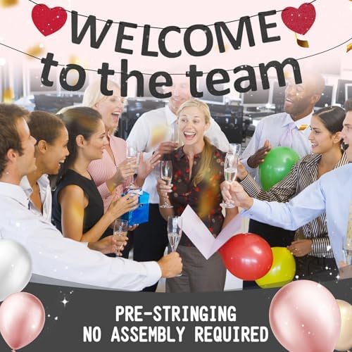Pre-Strung Glitter Welcome to the Team Banner Welcome Banner Welcome Decorations for Office New Hire Events Corporate Onboarding & Team Building Parties (Black) - Image 6
