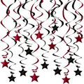 Burgundy Black Hanging Swirl Decorations 32ct with Star Cutouts by PARTVON