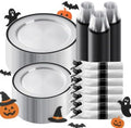 Goodluck 350 Pcs Clear Plastic Plates with Black Rim, Plastic Dinnerware by GoodLuck