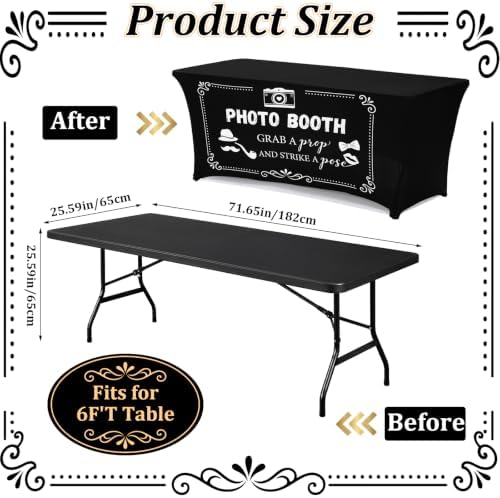 Frienda 6ft Photo Booth Table Cloth Black Photobooth Stretch Table Covers - Image 3