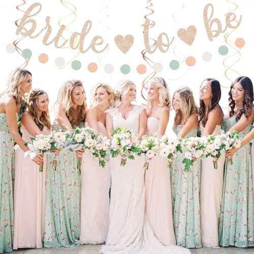 Sage-Green Pink-Beige Bridal-Shower Party-Decorations - 36pcs Bride to Be Banner,Bachelorette Paper Lanterns,Neutral Wedding Streamers Garland,Boho Tissue Pom Poms Flower Fan Decor Supplies Burgleda - Image 7