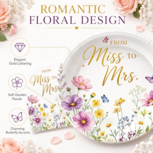 50 Pcs Miss to Mrs Plates and Napkins Set, 7 Inch Bridal Shower Supplies - Image 2