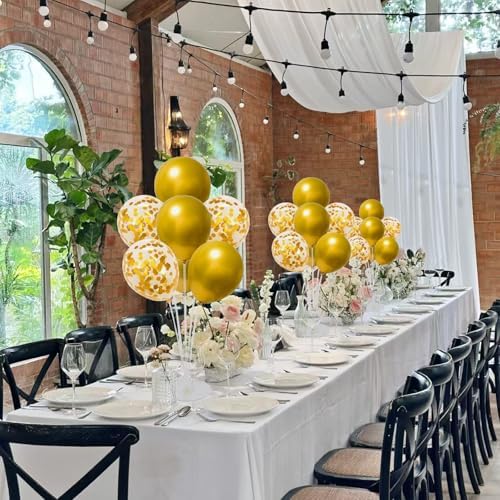 6 Set Balloon Stand Kit for Table Centerpieces With Balloon and Base Party Decorations for Birthday Wedding Retirement Graduation Baby Shower (Gold) - Image 3
