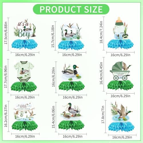 9 Pcs Mallard Duck Baby Shower Decorations Centerpieces, It's a Boy - Image 2