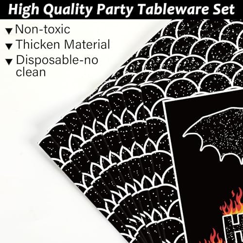 96Pcs Dragon Birthday Party Decorations Black Dragon Party Tableware Dinnerware Disposable Paper Dessert Cake Plates Napkins Forks Bulk Dragon Themed Party Supplies Fantasy Baby Shower Favors 24 Guest - Image 3